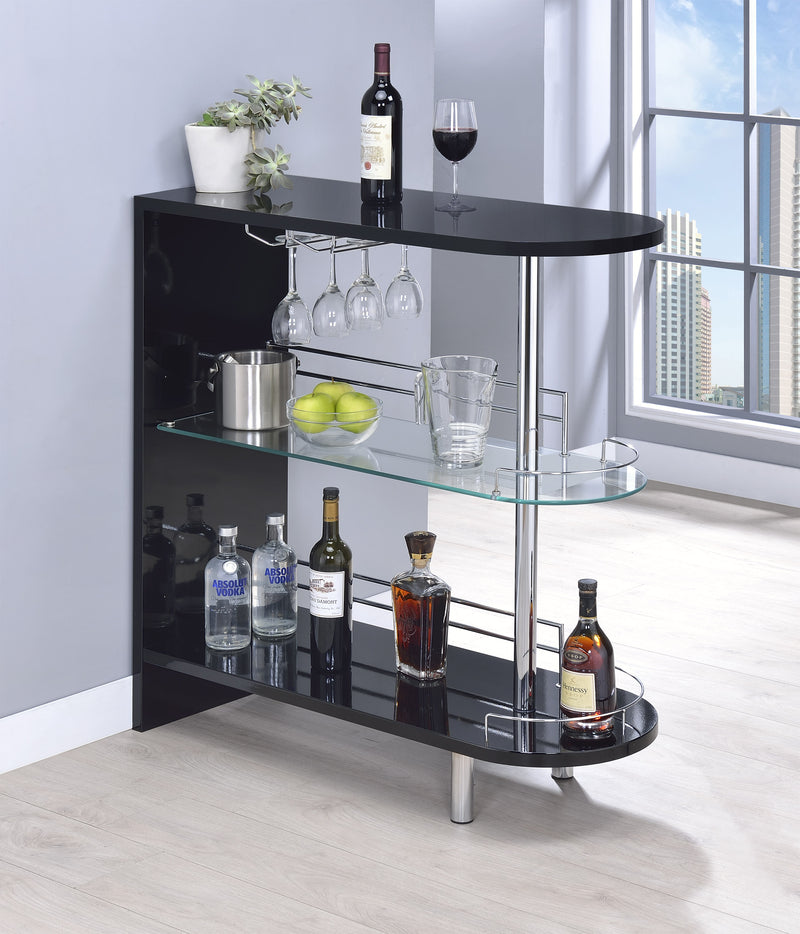 Adolfo 3-tier Bar Table Glossy Black and Clear - Theo's Factory Direct Mattress & Furniture (Columbus, OH)