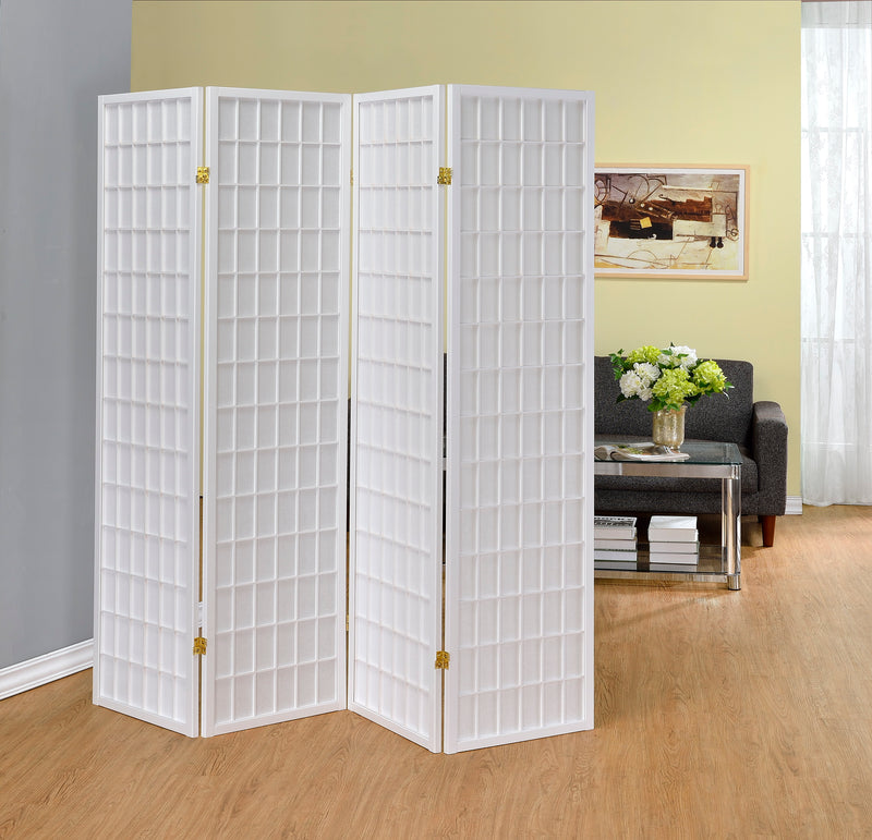 Roberto 4-panel Folding Screen White - Theo's Factory Direct Mattress & Furniture (Columbus, OH)