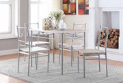 Anna Fontana 5-piece Rectangular Dining Set Brushed Silver - Theo's Factory Direct Mattress & Furniture (Columbus, OH)
