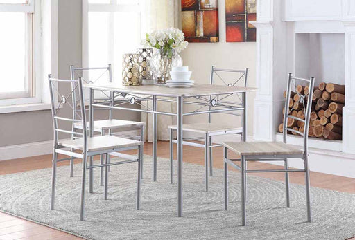 Anna Fontana 5-piece Rectangular Dining Set Brushed Silver - Theo's Factory Direct Mattress & Furniture (Columbus, OH)