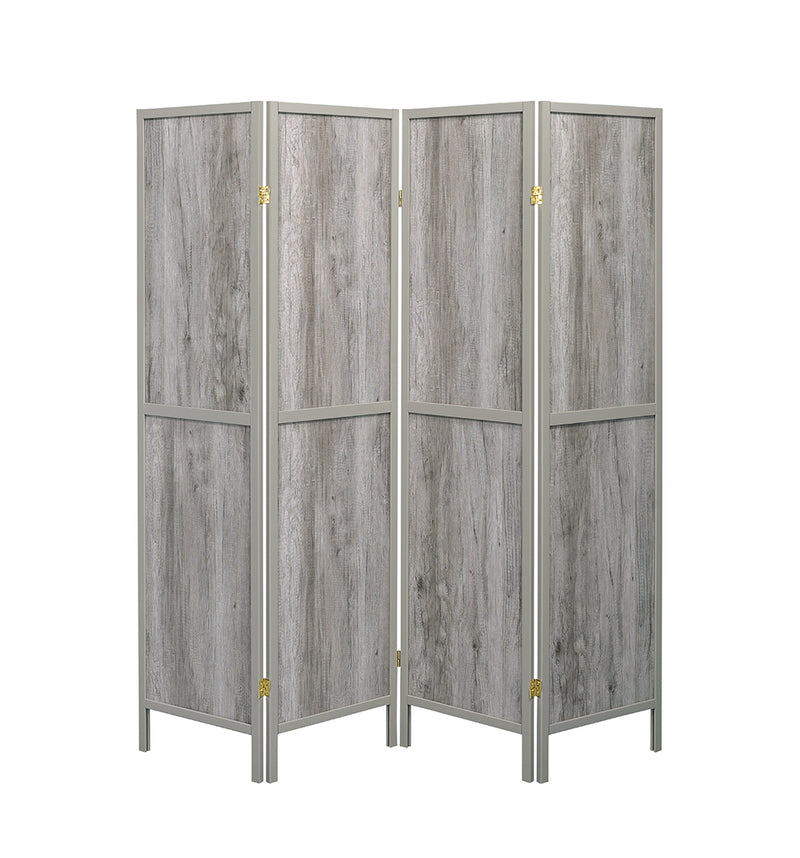 Deepika 4-panel Folding Screen Grey Driftwood - Theo's Factory Direct Mattress & Furniture (Columbus, OH)