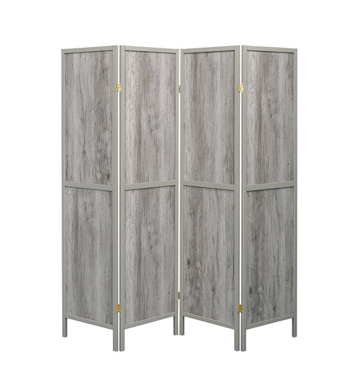 Deepika 4-panel Folding Screen Grey Driftwood - Theo's Factory Direct Mattress & Furniture (Columbus, OH)