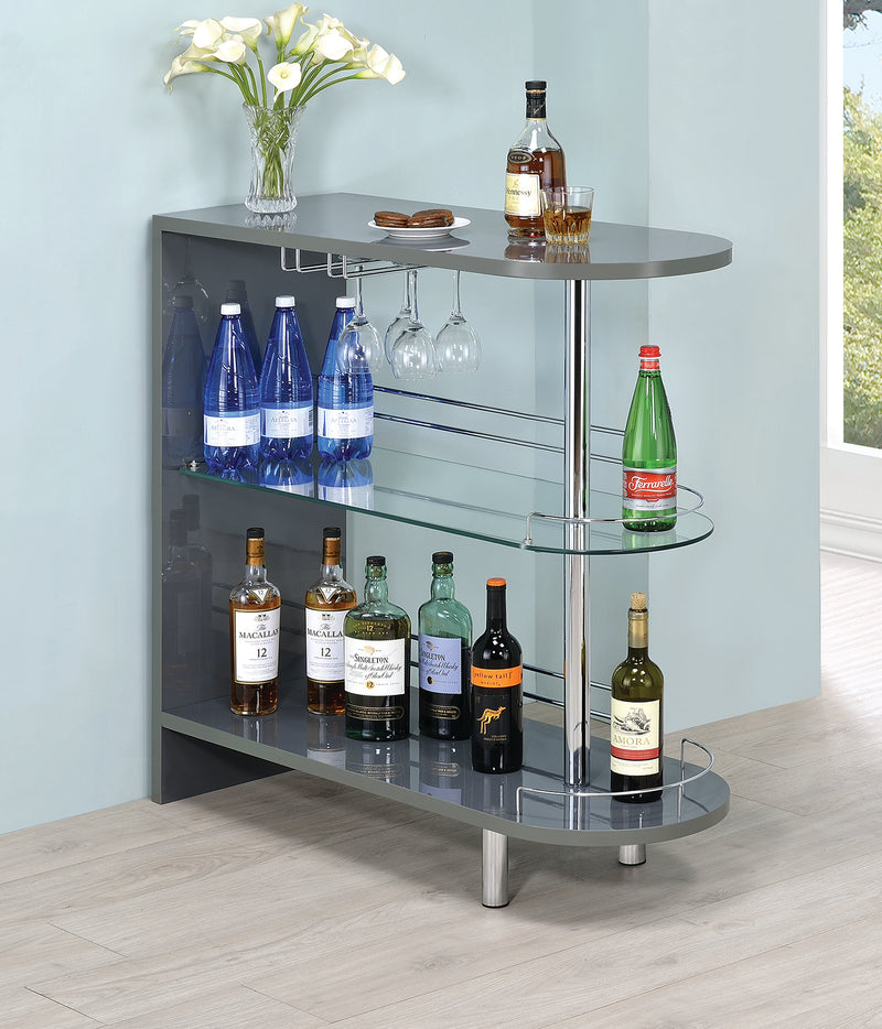Adolfo 3-tier Bar Table Glossy Grey and Clear - Theo's Factory Direct Mattress & Furniture (Columbus, OH)