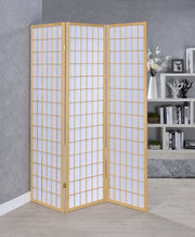 Carrie 3-panel Folding Screen Natural and White - Theo's Factory Direct Mattress & Furniture (Columbus, OH)