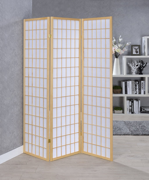 Carrie 3-panel Folding Screen Natural and White - Theo's Factory Direct Mattress & Furniture (Columbus, OH)