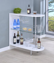 Adolfo 3-tier Bar Table Glossy White and Clear - Theo's Factory Direct Mattress & Furniture (Columbus, OH)
