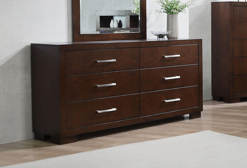 Jessica 6-drawer Dresser Cappuccino - Theo's Factory Direct Mattress & Furniture (Columbus, OH)