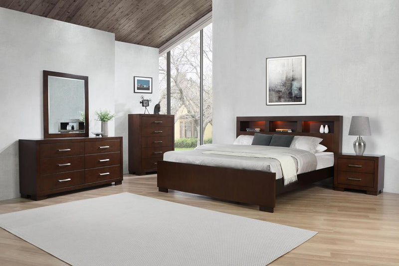 Jessica Bedroom Set with Bookcase Headboard Cappuccino - Theo's Factory Direct Mattress & Furniture (Columbus, OH)