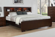 Jessica California King, E.king, & Queen Bed with Storage Headboard Cappuccino - Theo's Factory Direct Mattress & Furniture (Columbus, OH)