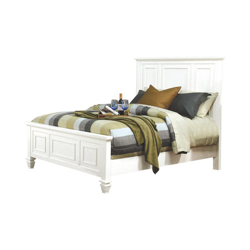 Sandy Beach Queen Panel Bed with High Headboard Cream White - Theo's Factory Direct Mattress & Furniture (Columbus, OH)