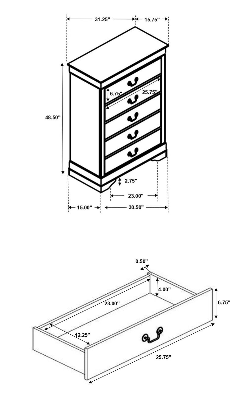 Louis Philippe 4 & 5 Piece Panel Bedroom Set with High Headboard E.king & Full - Theo's Factory Direct Mattress & Furniture (Columbus, OH)