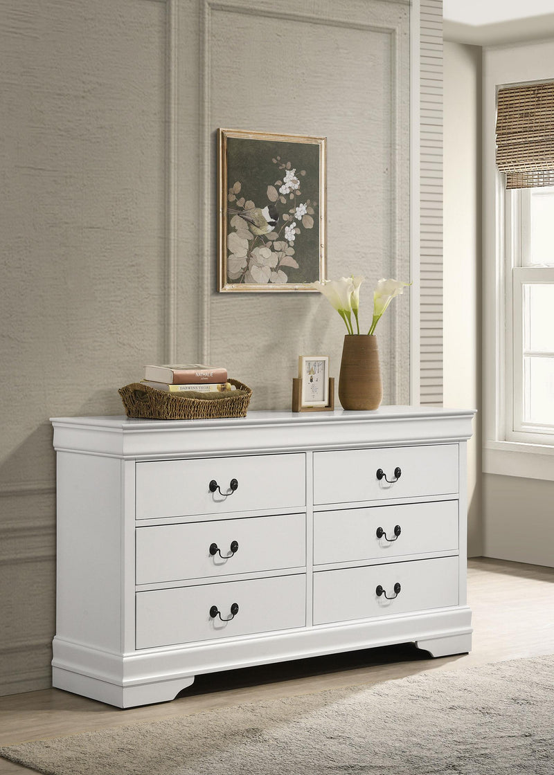 Louis Philippe 6-drawer Dresser White - Theo's Factory Direct Mattress & Furniture (Columbus, OH)