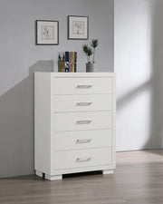 Jessica 5-drawer Chest White - Theo's Factory Direct Mattress & Furniture (Columbus, OH)