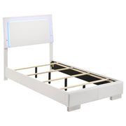 Felicity Full & Twin Panel Bed with LED Lighting Glossy White - Theo's Factory Direct Mattress & Furniture (Columbus, OH)
