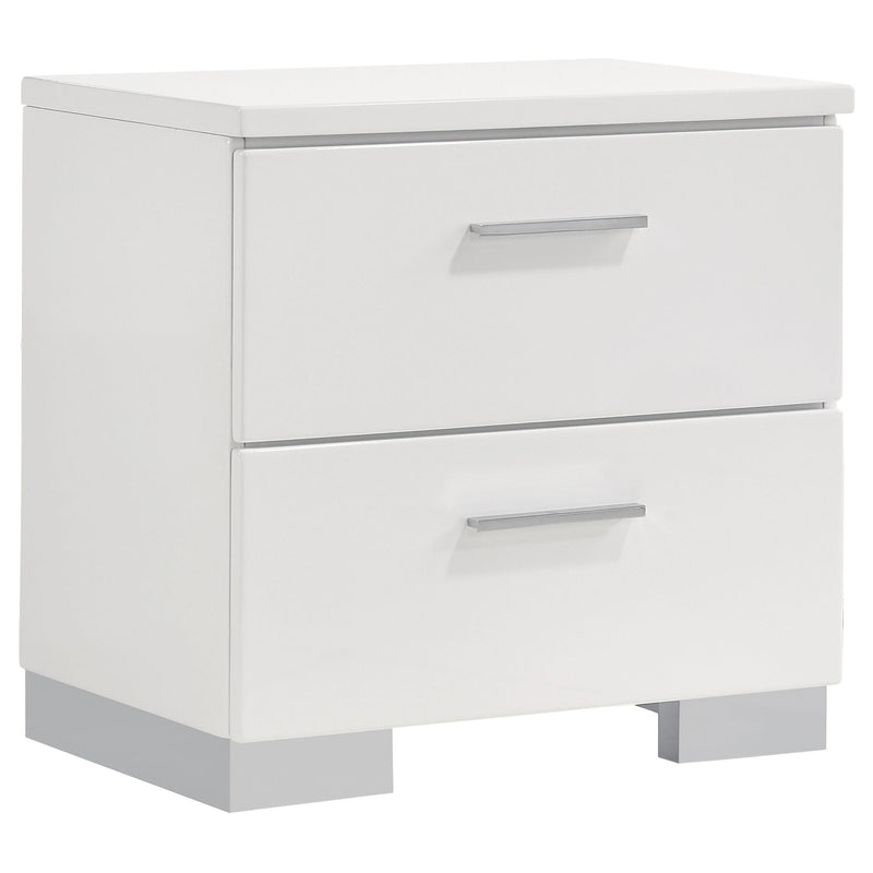 Felicity 2-drawer Nightstand Glossy White - Theo's Factory Direct Mattress & Furniture (Columbus, OH)