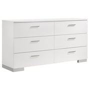 Felicity 6-drawer Dresser Glossy White - Theo's Factory Direct Mattress & Furniture (Columbus, OH)
