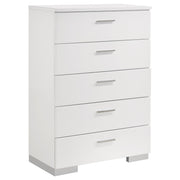 Felicity 5-drawer Chest Glossy White - Theo's Factory Direct Mattress & Furniture (Columbus, OH)