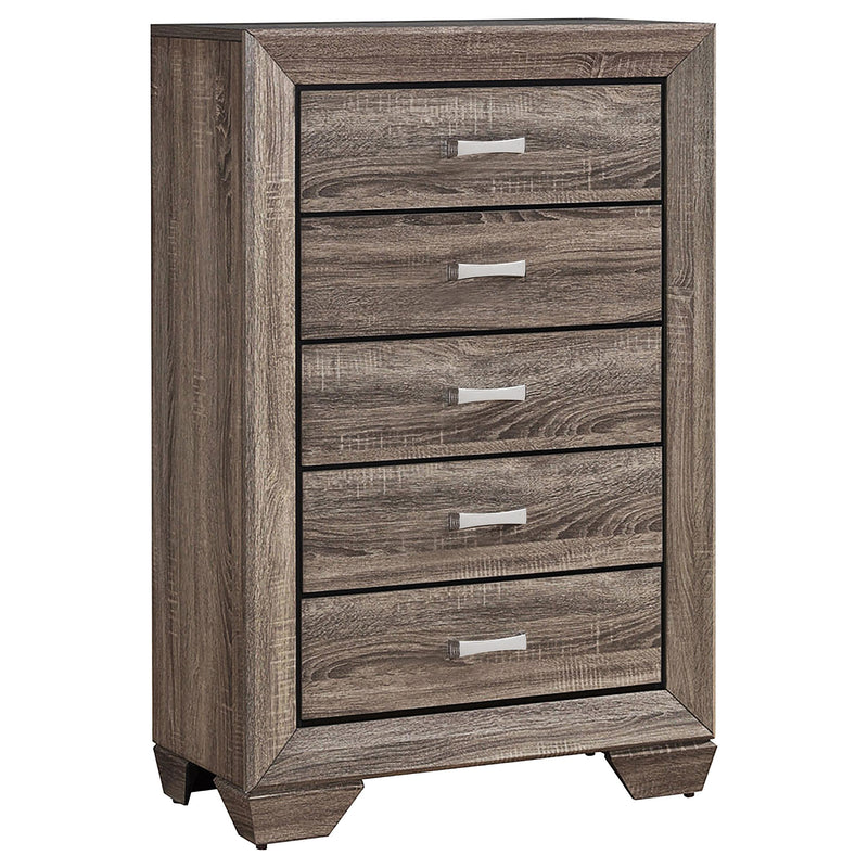 Kauffman 5-drawer Chest Washed Taupe - Theo's Factory Direct Mattress & Furniture (Columbus, OH)