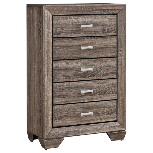 Kauffman 5-drawer Chest Washed Taupe - Theo's Factory Direct Mattress & Furniture (Columbus, OH)