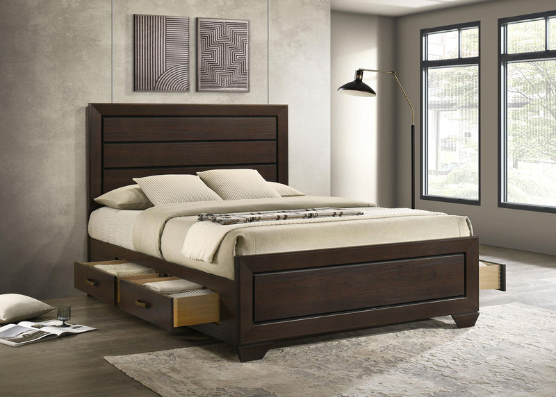 Kauffman California King, Eastren king, & Queen Storage Bed Dark Cocoa - Theo's Factory Direct Mattress & Furniture (Columbus, OH)