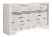 Miranda 7-drawer Dresser White and Rhinestone - Theo's Factory Direct Mattress & Furniture (Columbus, OH)