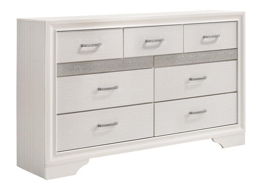 Miranda 7-drawer Dresser White and Rhinestone - Theo's Factory Direct Mattress & Furniture (Columbus, OH)