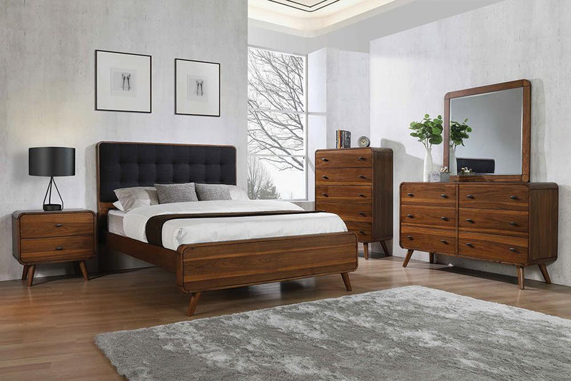 Robyn Bedroom Set with Upholstered Tufted Headboard Dark Walnut - Theo's Factory Direct Mattress & Furniture (Columbus, OH)