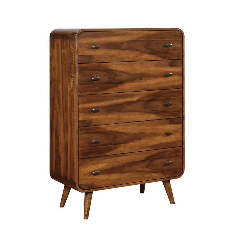 Robyn 5-drawer Chest Dark Walnut - Theo's Factory Direct Mattress & Furniture (Columbus, OH)