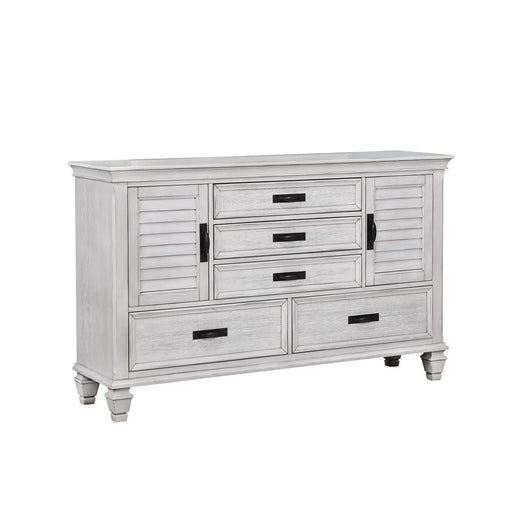 Franco 5-drawer Dresser Antique White - Theo's Factory Direct Mattress & Furniture (Columbus, OH)