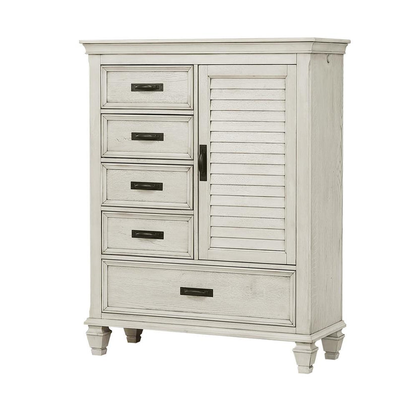 Franco 5-drawer Door Chest Antique White - Theo's Factory Direct Mattress & Furniture (Columbus, OH)