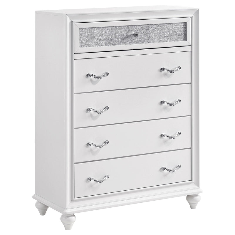 Barzini 5-drawer Chest White - Theo's Factory Direct Mattress & Furniture (Columbus, OH)