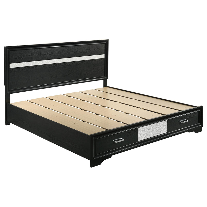 Miranda California King. E.King, & Queen 2-drawer Storage Bed Black & White - Theo's Factory Direct Mattress & Furniture (Columbus, OH)