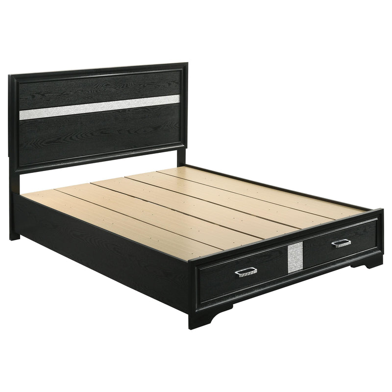Miranda California King. E.King, & Queen 2-drawer Storage Bed Black & White - Theo's Factory Direct Mattress & Furniture (Columbus, OH)