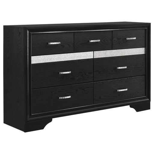 Miranda 7-drawer Dresser Black and Rhinestone - Theo's Factory Direct Mattress & Furniture (Columbus, OH)