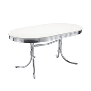 Retro Oval Dining Table Glossy White and Chrome - Theo's Factory Direct Mattress & Furniture (Columbus, OH)