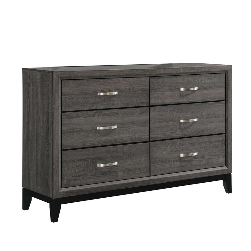 Watson 6-drawer Dresser Grey Oak and Black - Theo's Factory Direct Mattress & Furniture (Columbus, OH)
