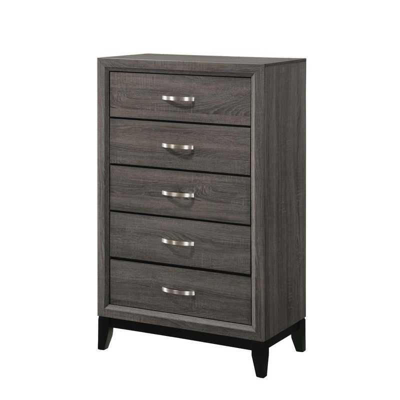 Watson 5-drawer Chest Grey Oak and Black - Theo's Factory Direct Mattress & Furniture (Columbus, OH)