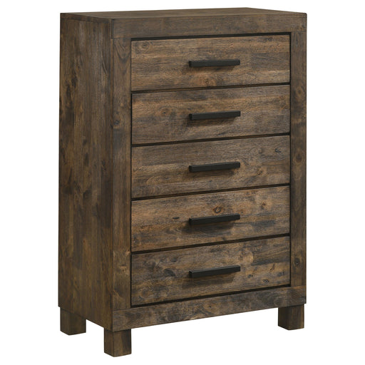Woodmont 5-drawer Chest Rustic Golden Brown - Theo's Factory Direct Mattress & Furniture (Columbus, OH)
