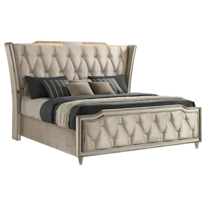 Lorient Wingback Bed with LED Lighting - Theo's Factory Direct Mattress & Furniture (Columbus, OH)