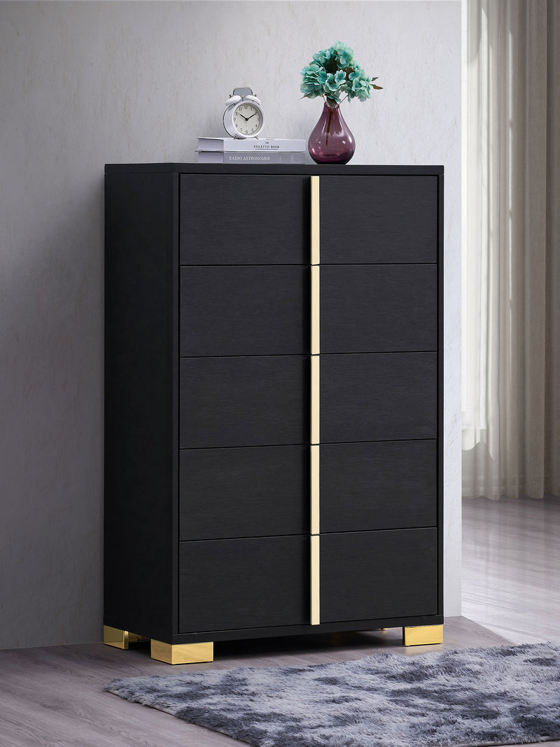 Marceline 5-drawer Chest Black - Theo's Factory Direct Mattress & Furniture (Columbus, OH)