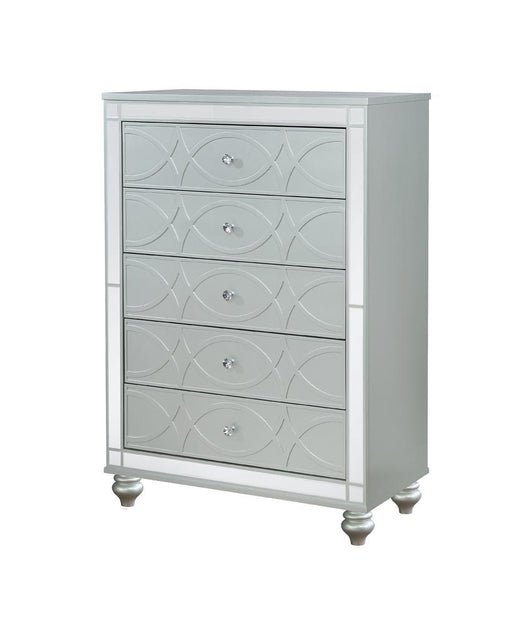 Gunnison 5-drawer Chest Silver Metallic - Theo's Factory Direct Mattress & Furniture (Columbus, OH)
