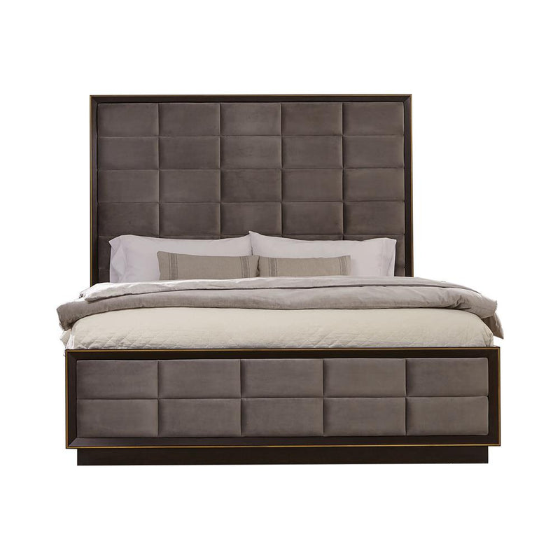 Durango California King, Eastren King, & Queen Upholstered Bed Smoked Peppercorn and Grey - Theo's Factory Direct Mattress & Furniture (Columbus, OH)