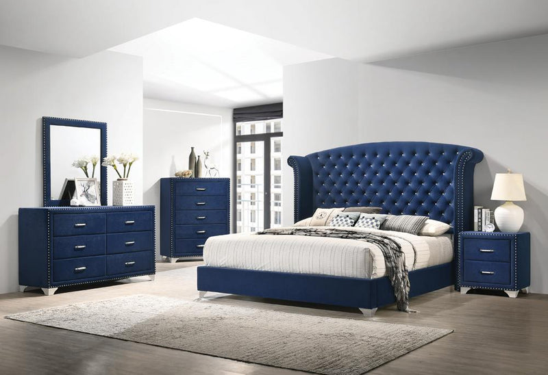 Melody 5-piece California King Tufted Upholstered Bedroom Set Pacific Blue - Theo's Factory Direct Mattress & Furniture (Columbus, OH)