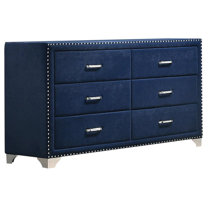 Melody 6-drawer Upholstered Dresser Pacific Blue - Theo's Factory Direct Mattress & Furniture (Columbus, OH)