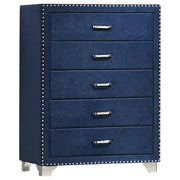 Melody 5-drawer Upholstered Chest Pacific Blue - Theo's Factory Direct Mattress & Furniture (Columbus, OH)