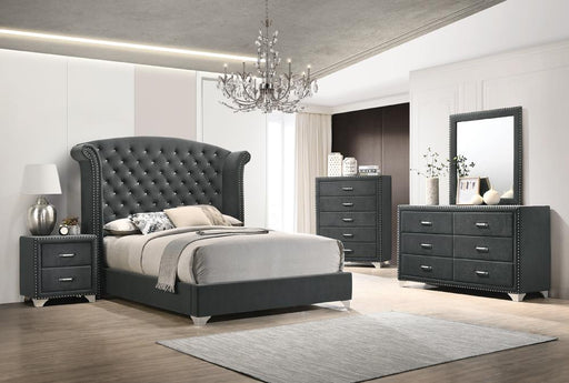 Melody 4-piece Eastern King Tufted Upholstered Bedroom Set Grey - Theo's Factory Direct Mattress & Furniture (Columbus, OH)