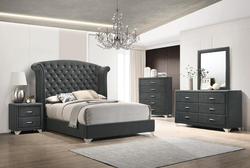 Melody 5-piece Queen Tufted Upholstered Bedroom Set Grey - Theo's Factory Direct Mattress & Furniture (Columbus, OH)
