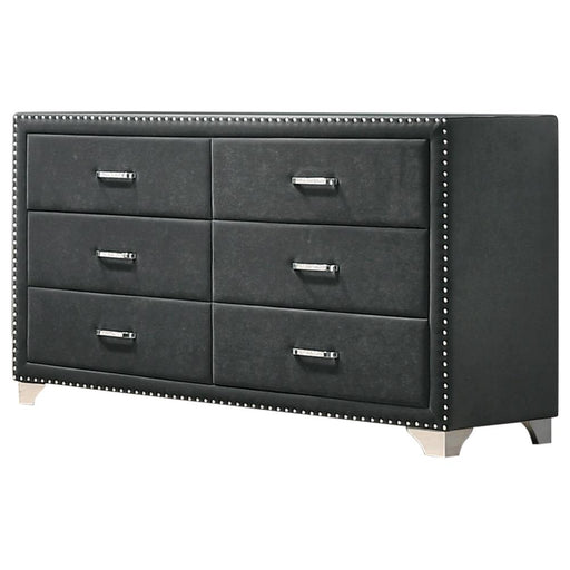 Melody 6-drawer Upholstered Dresser Grey - Theo's Factory Direct Mattress & Furniture (Columbus, OH)