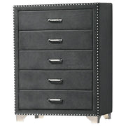 Melody 5-drawer Upholstered Chest Grey - Theo's Factory Direct Mattress & Furniture (Columbus, OH)