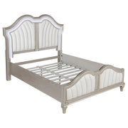 Evangeline Tufted Upholstered Platform Bed Ivory and Silver Oak - Theo's Factory Direct Mattress & Furniture (Columbus, OH)